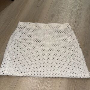 White mesh lace rhinestone mini skirt